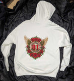 *NEW - Support 81 Wings and Roses Women's Hoodie - White