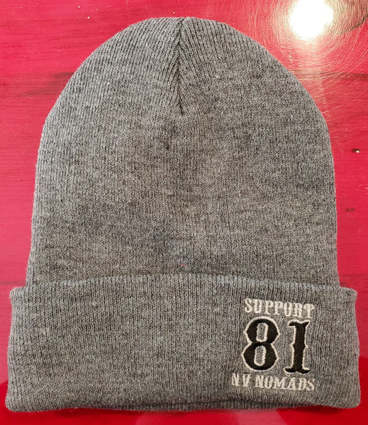 Beanie - 81 Support with Fleece No Itch Liner - Gray w/ Black 81