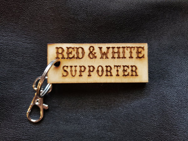 Keychain - Wood - Red & White Supporter