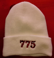 Beanie - 81 Support with Fleece No Itch Liner - White w/ Red 81 & 775