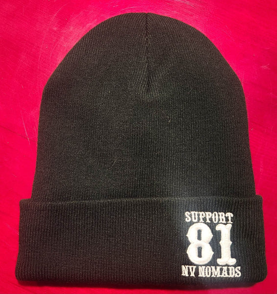 Beanie - 81 Support with Fleece No Itch Liner - Black w/ All White 81